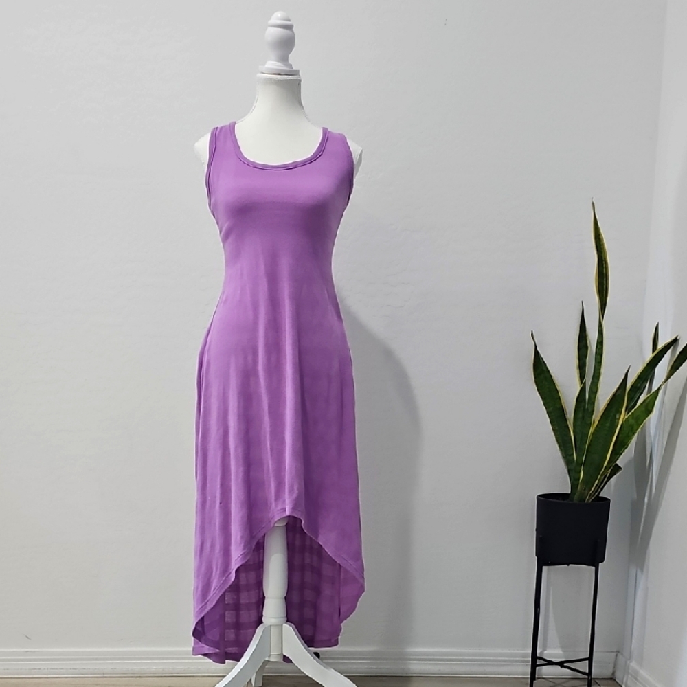 Pretty Young Thing Purple Asymmetrical Ruffled Sundress with Scoop Neck